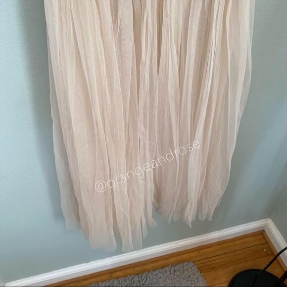 NWT Needle & Thread Nude Blush Pink beaded Top Tulle Empire Waist Maxi Dress 10 - Picture 12 of 12